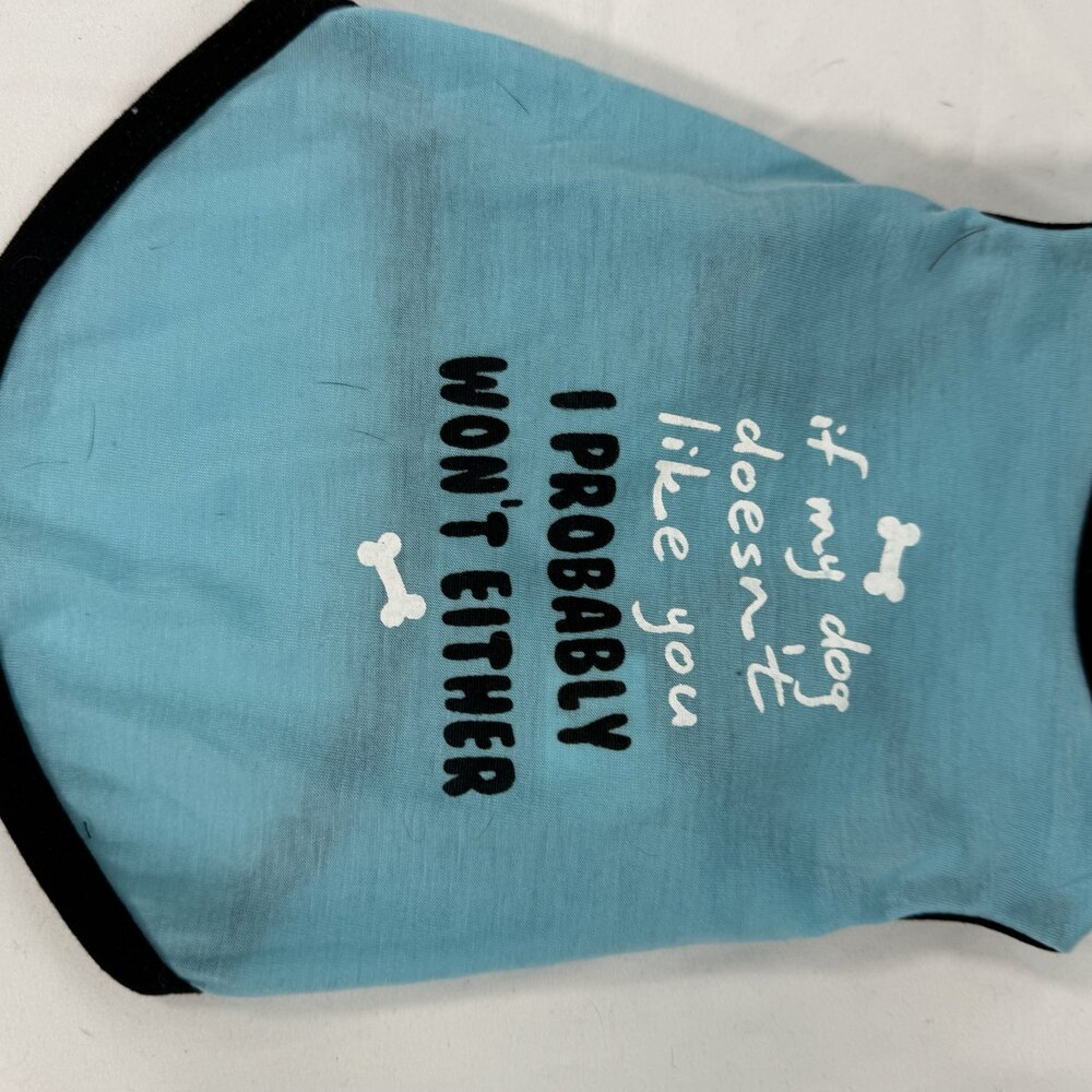 If My Dog Doesn't Like You Light Blue Dog Tank Top Size S Funny Pet Shirt